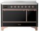 Ilve® Majestic III 48" Glossy Black Pro Style Induction Range with Solid Door and Copper Trim-0