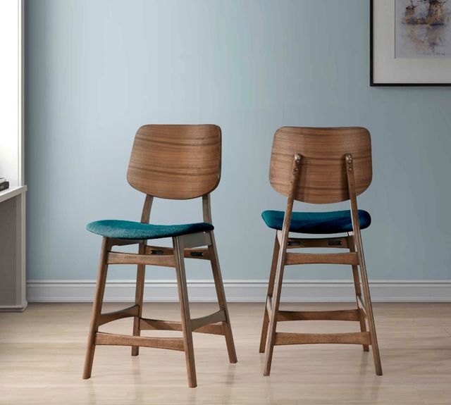 New Classic® Home Furnishings Oscar Teal/Walnut Counter Stool-1