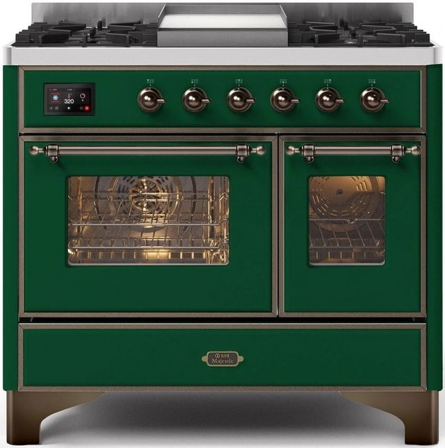 Ilve® Majestic II Series 40" Emerald Green Pro Style Dual Fuel Natural Gas Range