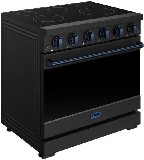 Thor Kitchen® Gordon Ramsay 36" Black/Blue Freestanding Pro Style Electric Range-2