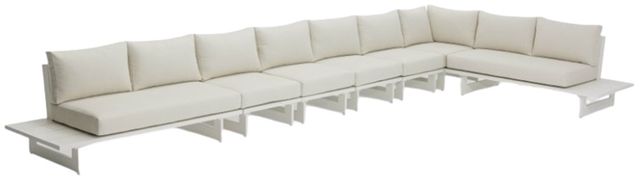 Meridian Furniture Maldives 4-Piece Cream/White Aluminum/Fabric 212" Outdoor Modular Sectional-0