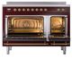 Ilve® Nostalgie II Noblesse 48'' Burgundy Pro Style Induction Range with Brass Trim-2