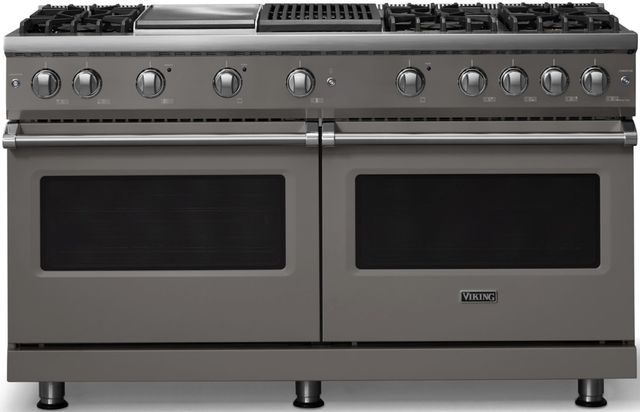 Viking® 5 Series 60" Damascus Gray Pro Style Gas (NG) Range with Polished Chrome Trim-0