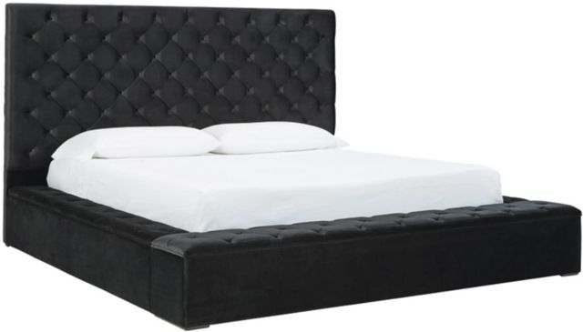 Signature Design by Ashley® Lindenfield 4-Piece Black/Silver King Upholstered Storage Bed Set-1
