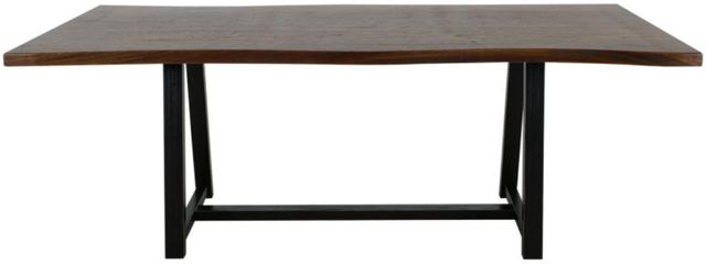 International Furniture Direct Walnut Reddish Brown Dining Table with Black Base-3