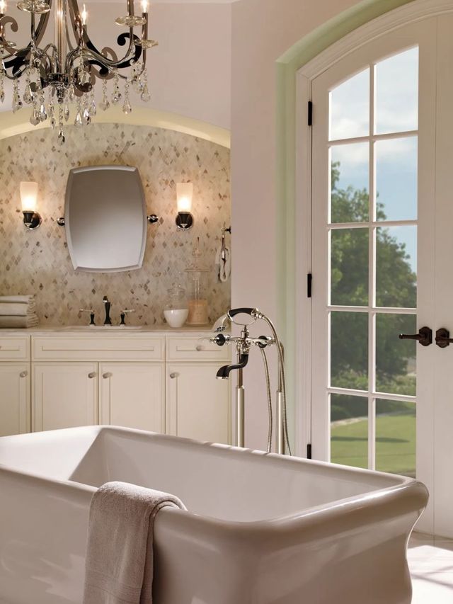 Brizo Traditional Brilliance® Polished Nickel Floor Mount Tub Filler Risers-4