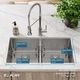 Elkay Crosstown® 3-Piece Polished Satin 33" x 22" x 9" 1-Hole Equal Double Bowl Dual Mount Sink Set with Aqua Divide-4