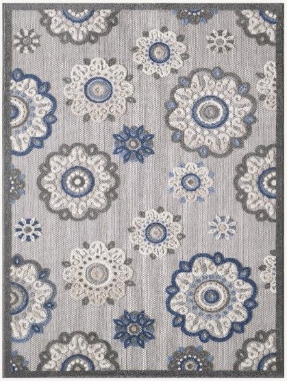 KAS Rugs Calla Blue/Gray Suzani 5'x7' Area Rug-0