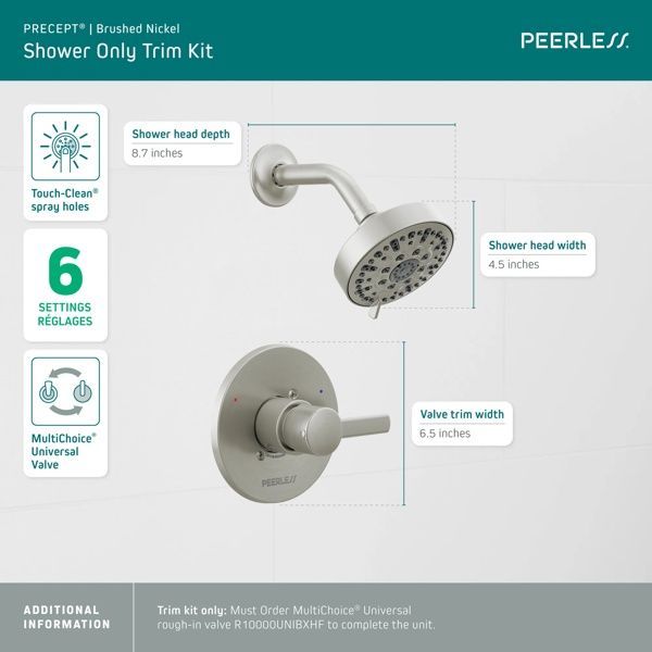 Peerless Precept® Brushed Nickel Shower Trim Kit-1