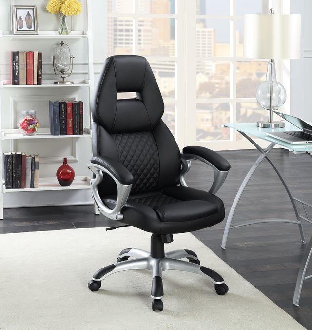 Coaster® Bruce Black/Silver Adjustable Height Office Chair-3