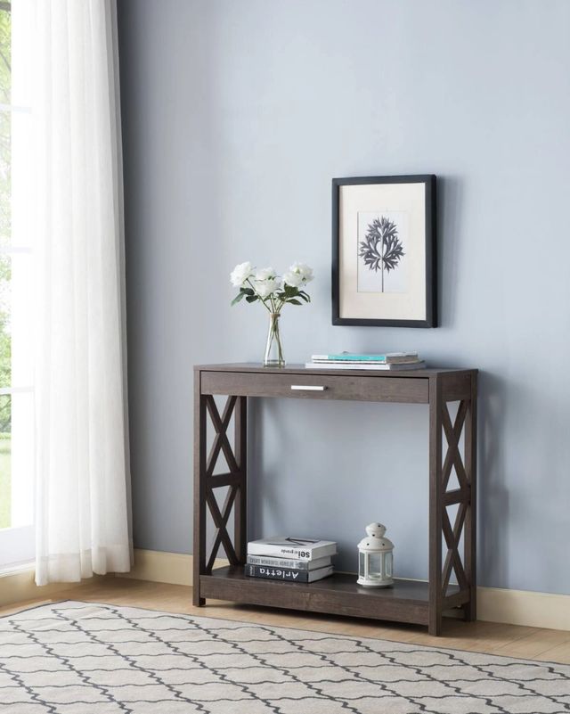 Brassex Inc. Walnut Oak Console Table-1