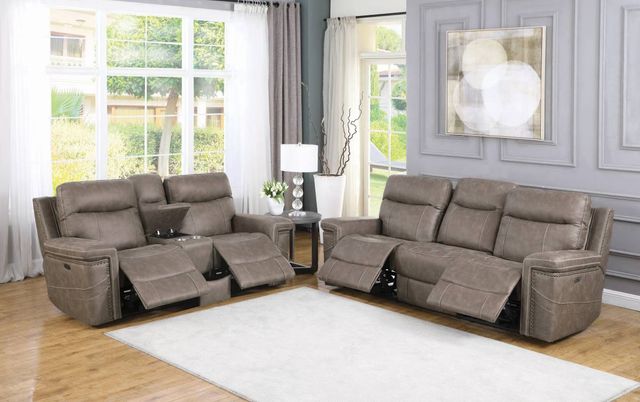 Coaster® Wixom Taupe Power Headrest Reclining Sofa-3