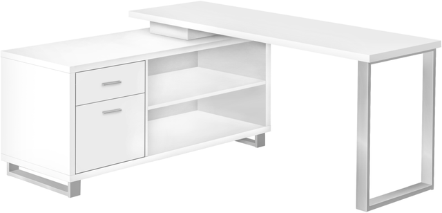 Monarch Specialties Inc. Silver/White L Shaped Computer Desk-0