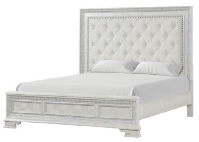Furniture of America® Stella Mia Creamy White Upholstered Queen Panel Bed-0