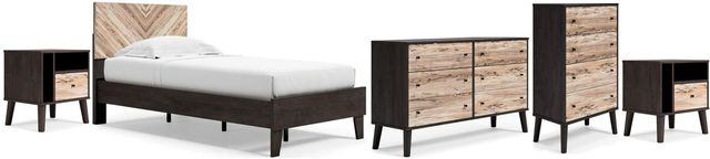 Signature Design by Ashley® Piperton 5-Piece Two-Tone Black/Brown Twin Panel Platform Bed Set-0