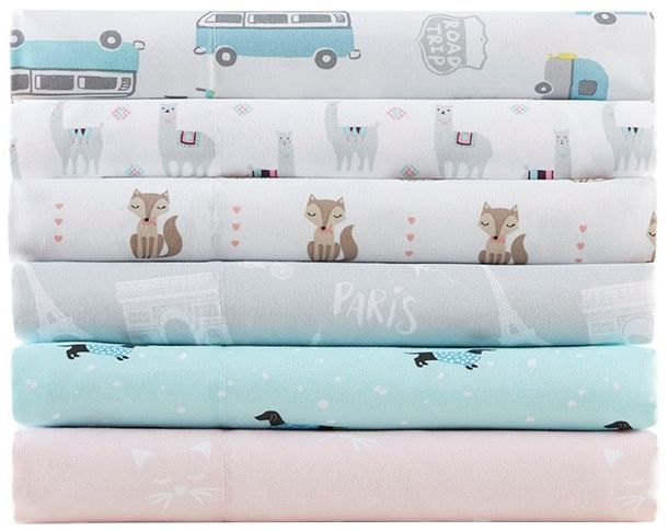 Olliix by Intelligent Design Grey/Blue Road Trip Twin XL Novelty Printed Sheet Set-1