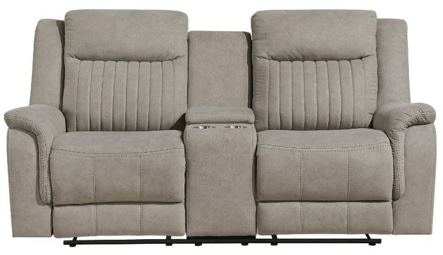 Homelegance® Dean Dove Double Manual Reclining Loveseat with Center Console-2