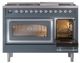 Ilve® Nostalgie II Noblesse 48'' Blue Gray Pro Style Dual Fuel Range with Chrome Trim-4