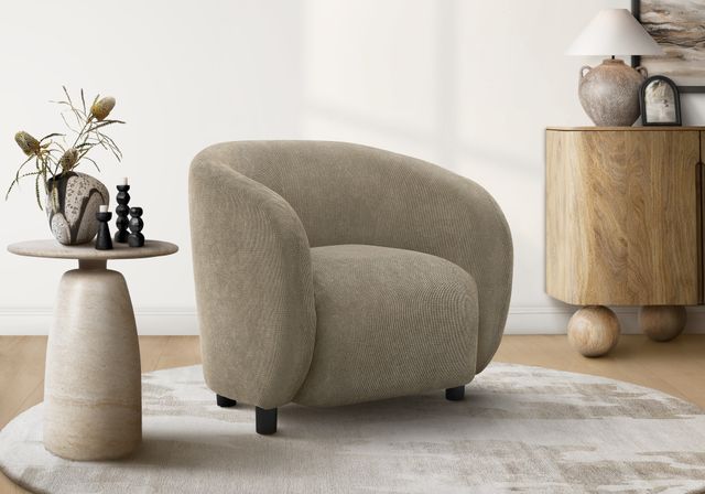 Monarch Specialties Inc. Light Brown 30" Rounded Barrel-Back Accent Chair with Black Legs-1