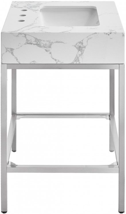 Meridian Furniture Marmo White/Brushed Chrome 24" Bathroom Vanity-4