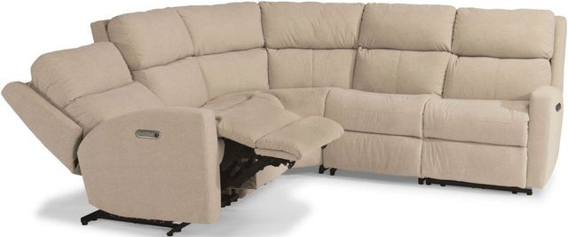 Flexsteel® Catalina Beige Power Reclining Sectional with Power Headrests-1