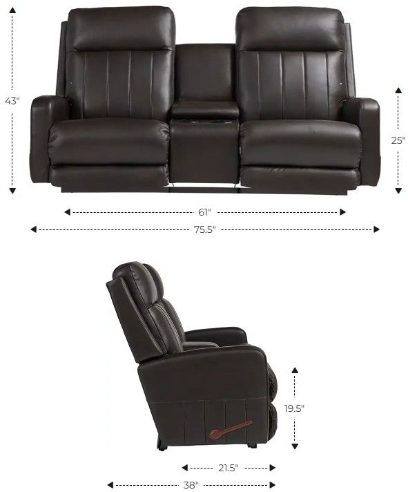 La-Z-Boy® Finley Stone Leather Manual Wall Reclining Loveseat with Console-2