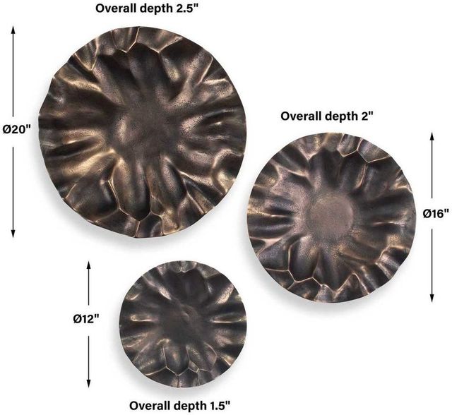 Uttermost® Peonia 3-Piece Golden Dark Bronze Aluminium Indoor-Outdoor Wall Decor Set -4
