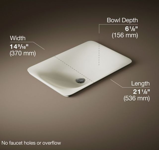 Kohler Carillon® Biscuit 21.25" Rectangular Drop-In Bathroom Sink, No Overflow-3