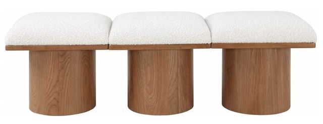 Meridian Furniture Pavilion 3-Piece Cream/Walnut 54" Modular Bench Set-1