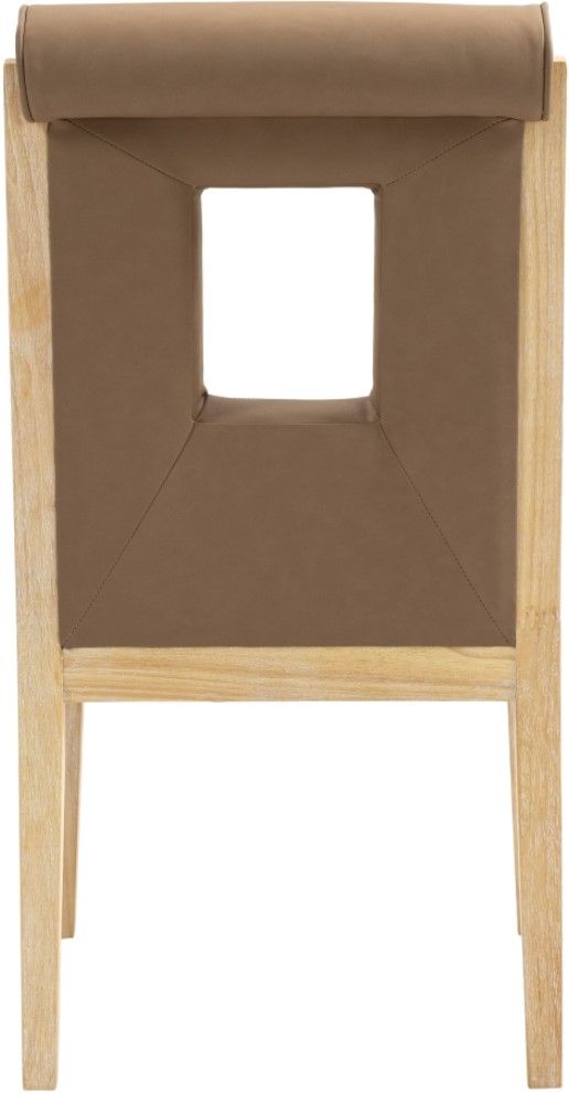 Meridian Furniture Gwendolyn Brown/Natural Vegan Leather Dining Side Chair-4