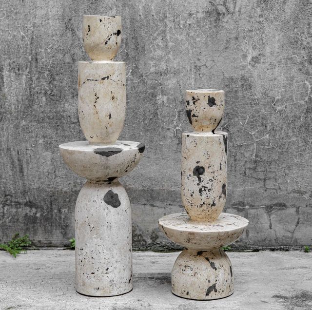 Uttermost® Nouveau 2-Piece Black/Natural White Tower Sculpture Set-1