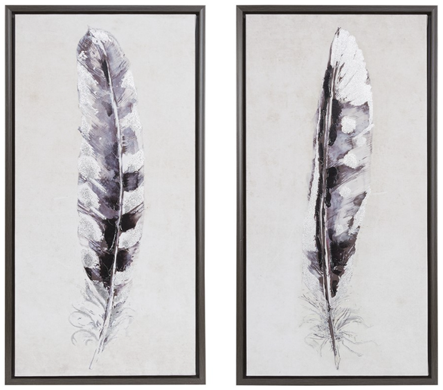 Olliix by Madison Park Flight Feathers 2 Piece Grey Framed Gel Coated Canvas Set-0