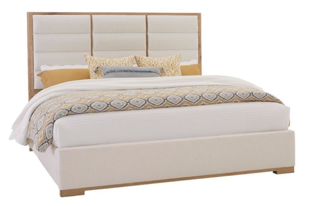 LM Co Home By Vaughan-Bassett Crafted Oak by Ben & Erin Napier Bleached White/Oatmeal King Upholstered Panel Bed-0