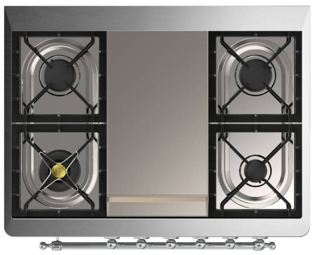 Ilve® Majestic III 36" Glossy Black Pro Style Dual Fuel Liquid Propane Range with Triple Glass Door and Chrome Trim-2