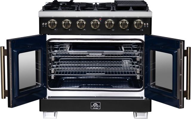 FORNO® Capriasca Series Alta Qualita 36" Black Pro Style Gas Range-3