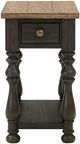 Riverside Furniture Barrington Antique Oak Chairside Table with Matte Black Base-1
