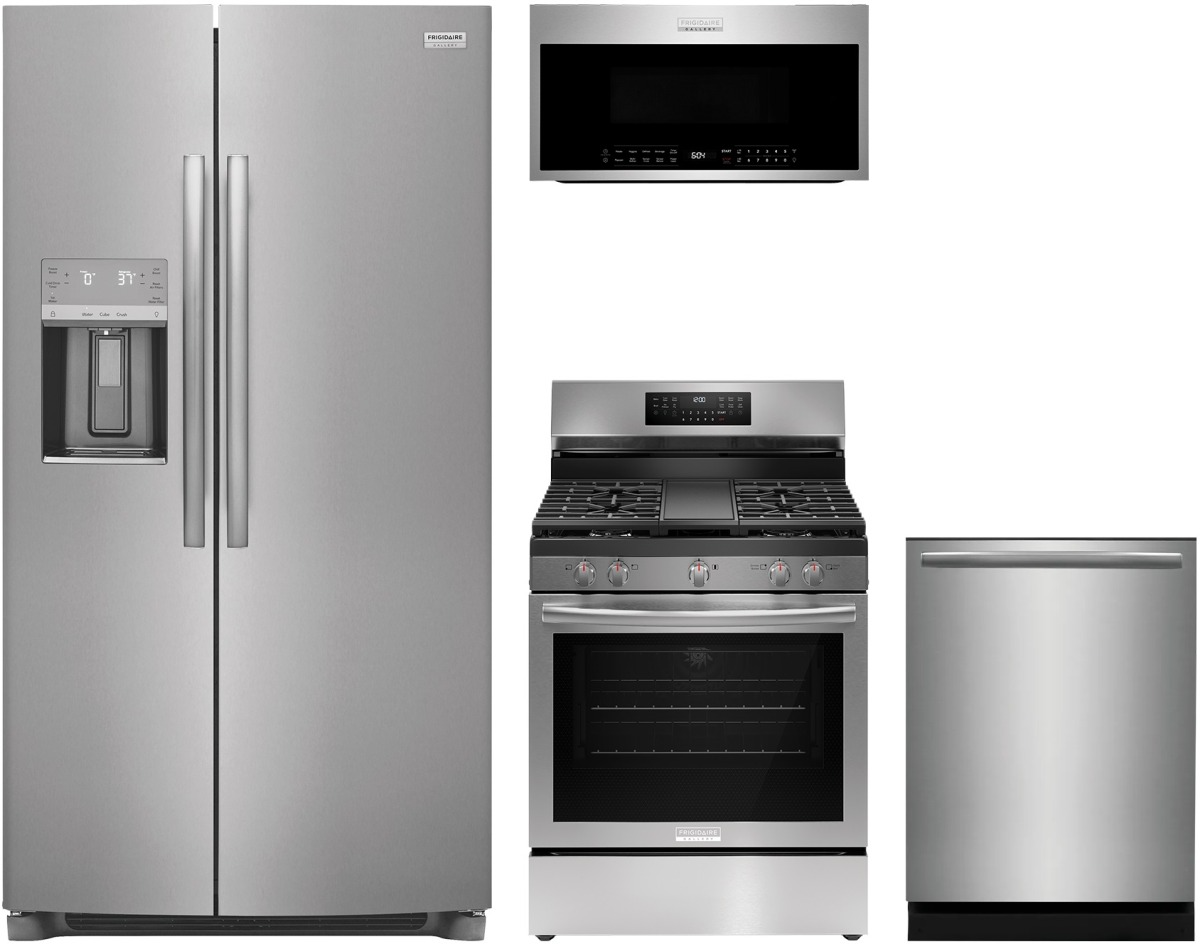 4 piece black stainless steel kitchen appliance package clearance
