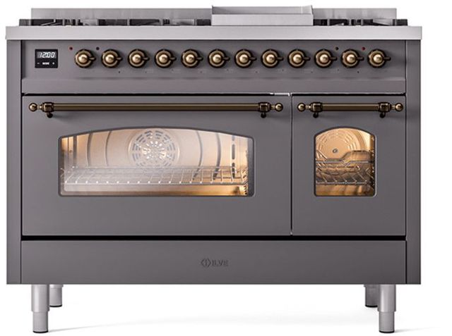 Ilve® Nostalgie II Series 48" Graphite Matte Pro Style Dual Fuel Range-1