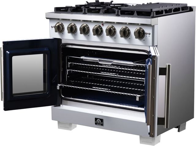 FORNO® Capriasca Series Alta Qualita 36" White Pro Style Gas Range-4