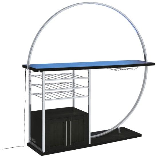 Coaster® Risley Chrome/Dark Charcoal Bar Cabinet with LED-1