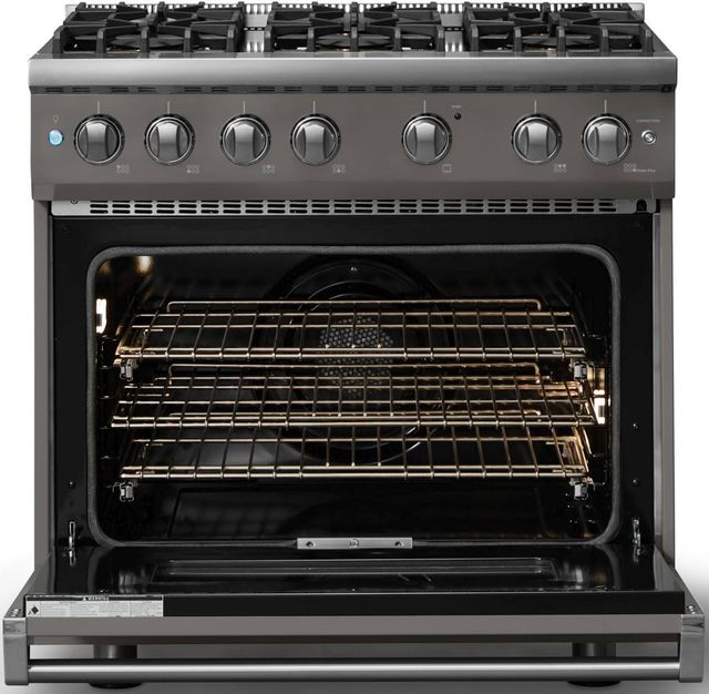 Viking® 5 Series 36" Damascus Gray Pro Style Gas (NG) Range with Polished Chrome Trim-1