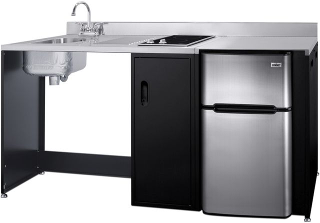 Summit® 72" Black/Stainless Steel Barrier-Free All-in-one Kitchenette-2