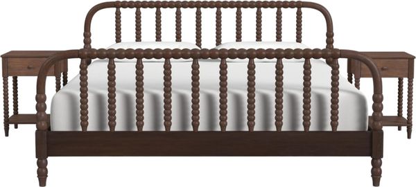 front view of the homestyles® Spindle 3-Piece Brown Queen Bedroom Set