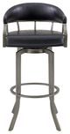 Armen Living Pharaoh 30" Black/Mineral Swivel Bar Stool-1