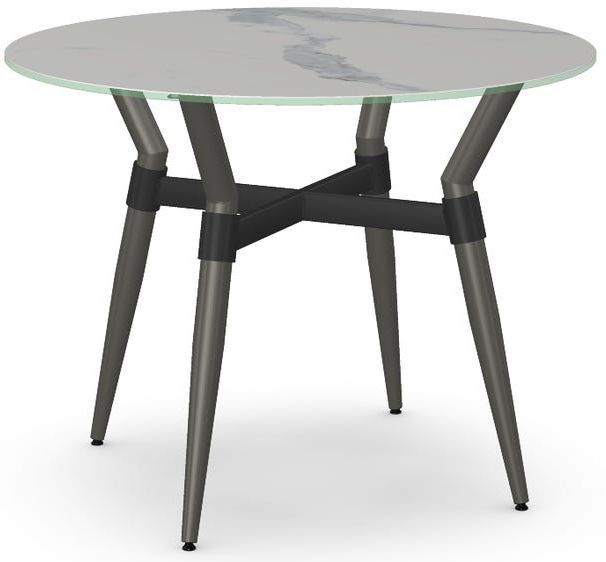 Amisco Customizable Link Italian Porcelain Glass 29.5" Round Table with Steel Legs-0