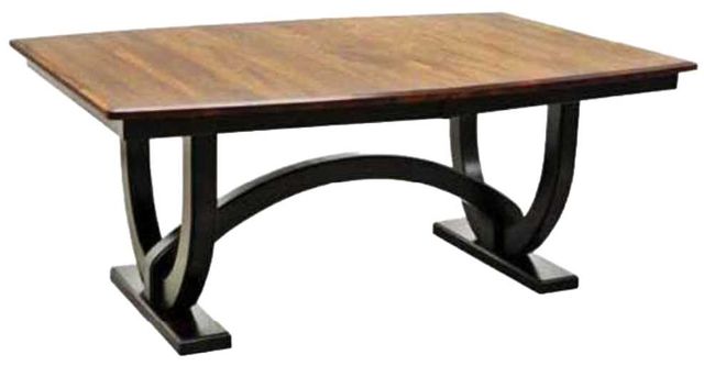 Members Amish Customizable Heritage Woodcrafters Hamilton 42" x 72" Trestle Dining Table with 2-Leaves-0