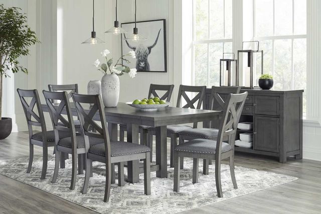 Signature Design by Ashley® Myshanna 9-Piece Gray Dining Set-3