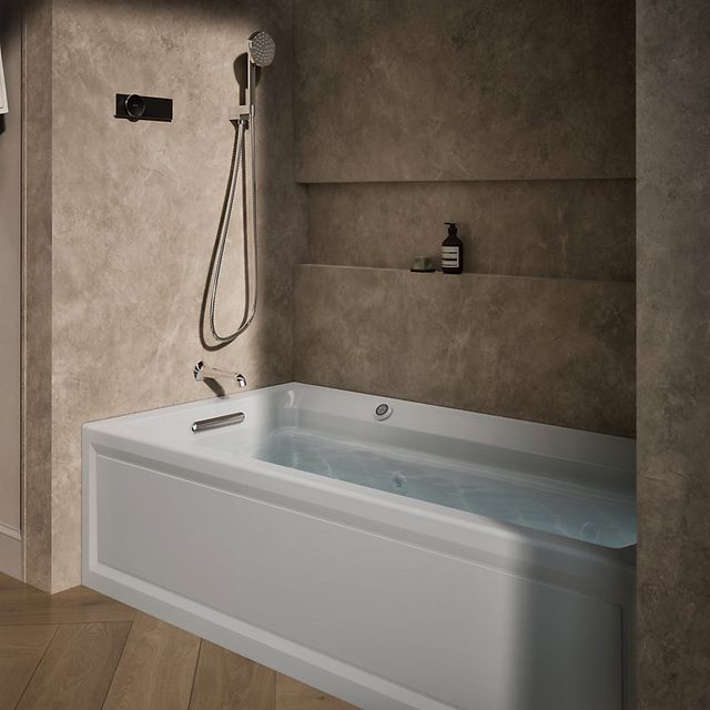 KOHLER® Archer® Ice Gray 72" x 36" Alcove Whirlpool Bath with Bask® Heated Surface - Left Drain-1