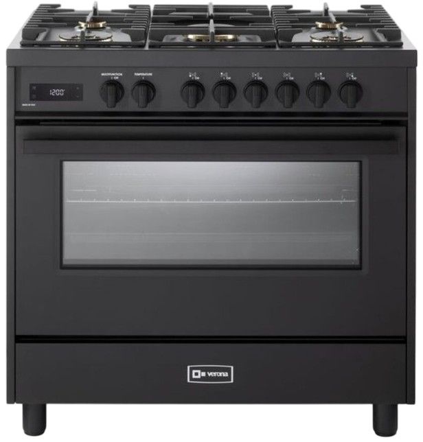 Verona® Ultima Midnight 36" Matte Black Pro Style Dual Fuel Range-0