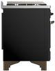 Ilve® Majestic III 36" Glossy Black Pro Style Dual Fuel Natural Gas Range with Solid Door and Burnished Trim-3